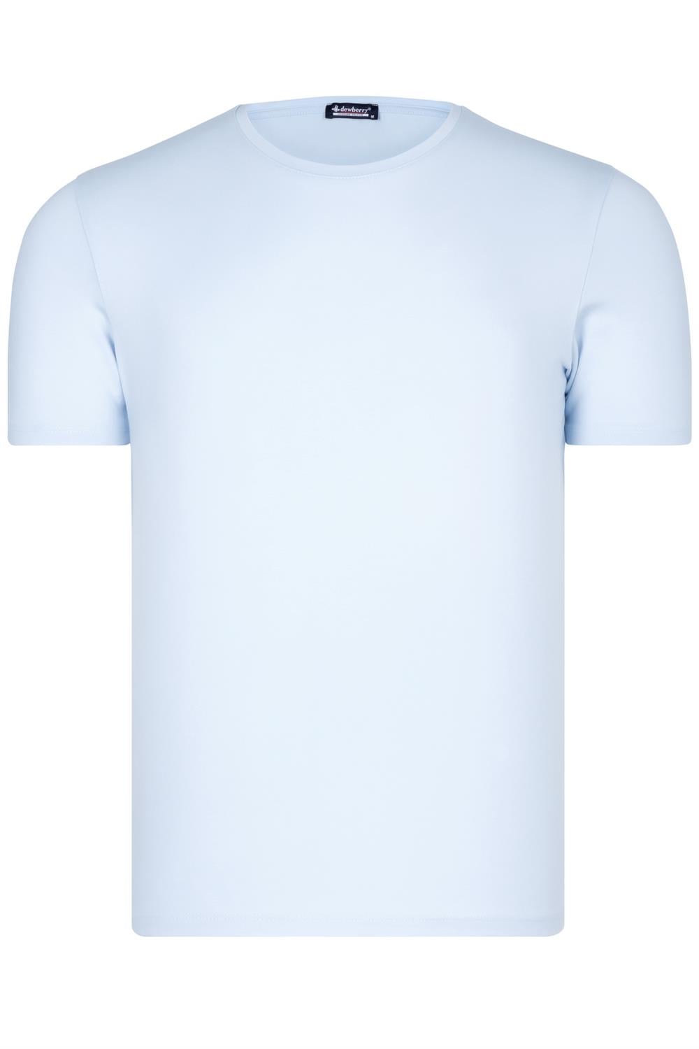 T8569 DEWBERRY BİSİKLET YAKA ERKEK T-SHIRT-DÜZ MAVİ