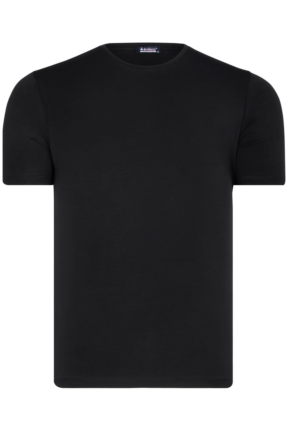 T8569 DEWBERRY BİSİKLET YAKA ERKEK T-SHIRT-DÜZ SİYAH