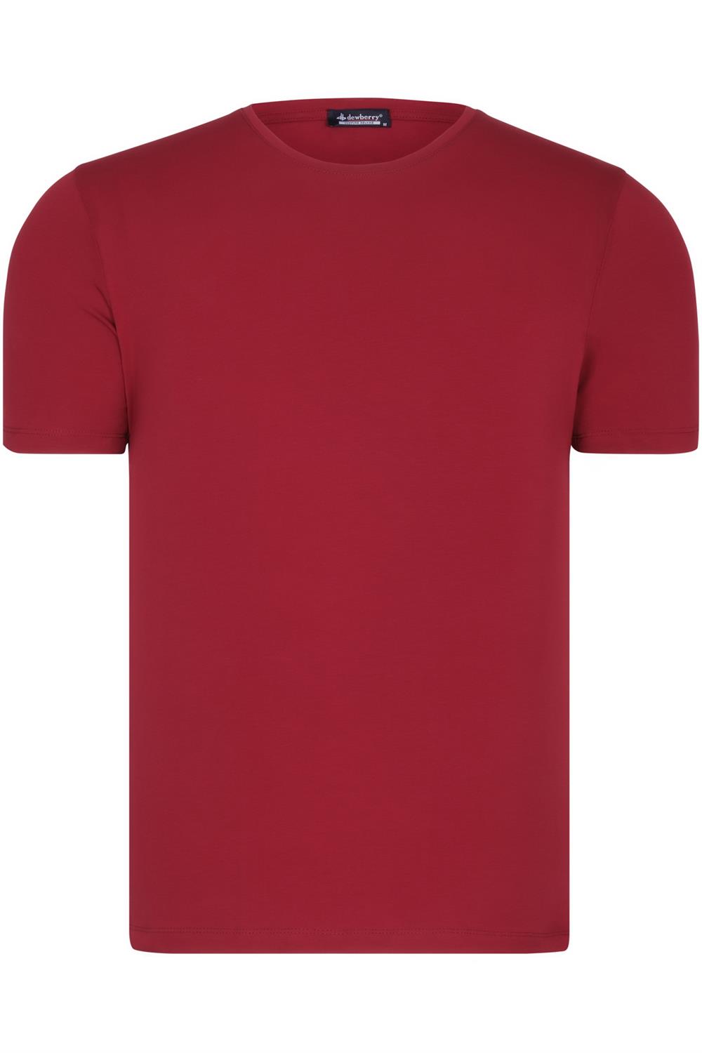 T8569 DEWBERRY BİSİKLET YAKA ERKEK T-SHIRT-DÜZ BORDO