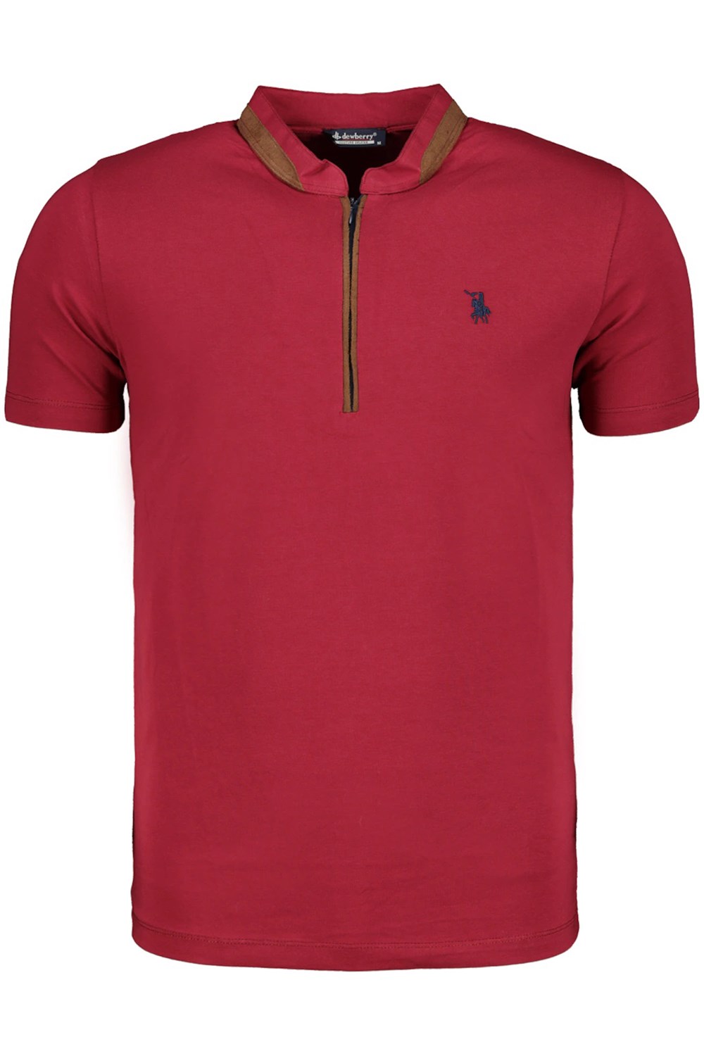 T8571 DEWBERRY FERMUARLI ERKEK T-SHIRT-KOYU BORDO