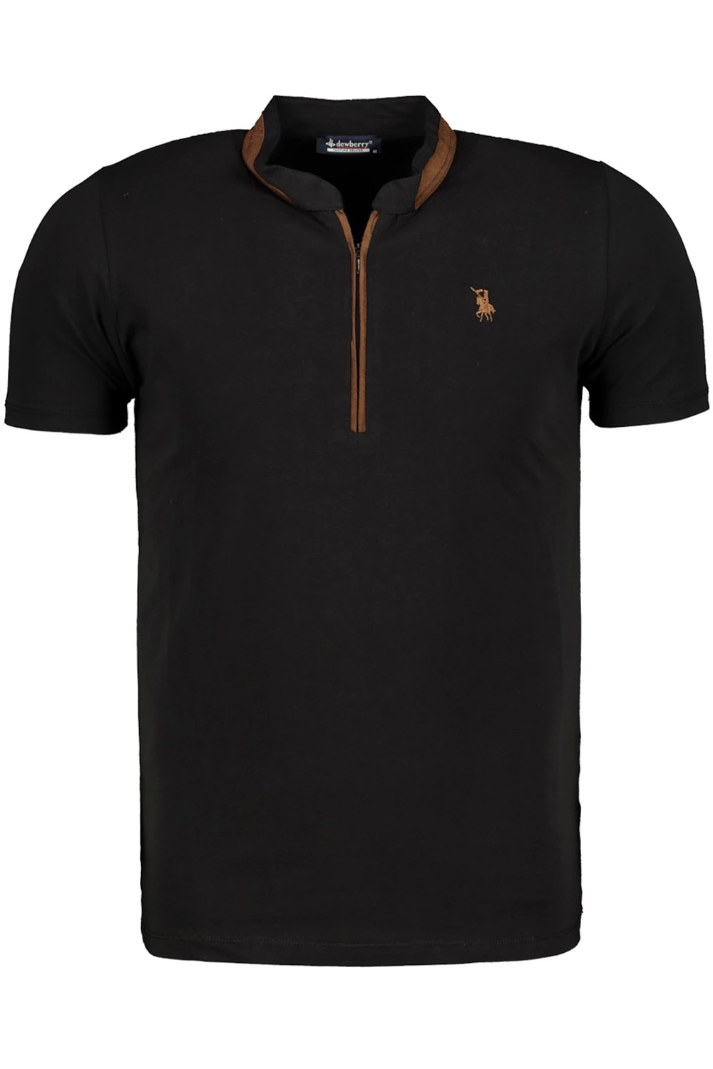 T8571 DEWBERRY FERMUARLI ERKEK T-SHIRT-KOYU SİYAH