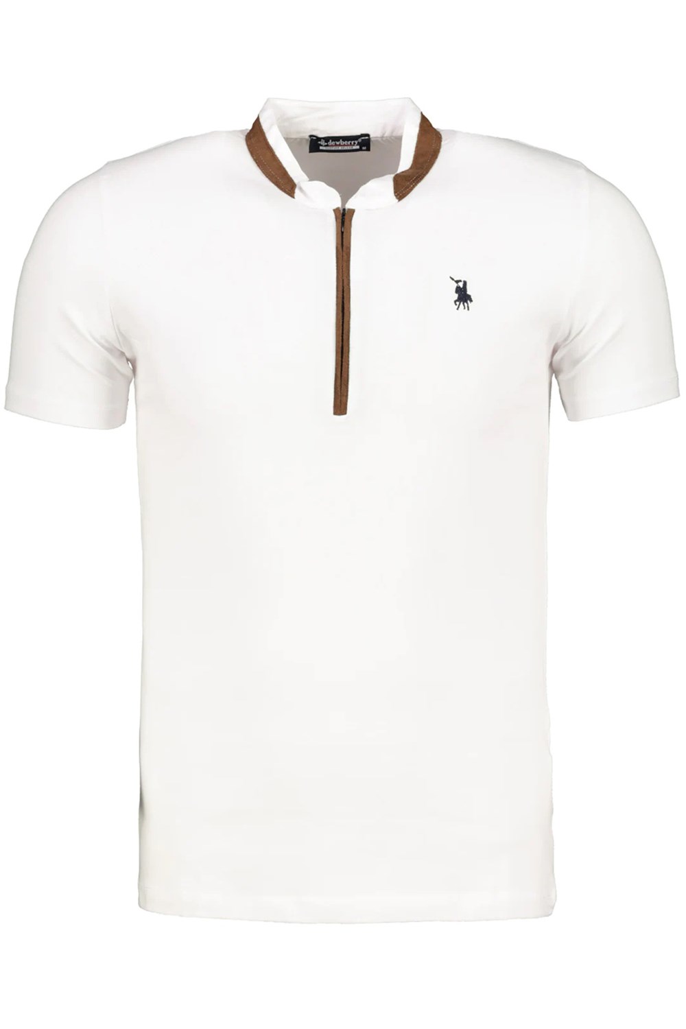 T8571 DEWBERRY FERMUARLI ERKEK T-SHIRT-KAR BEYAZ