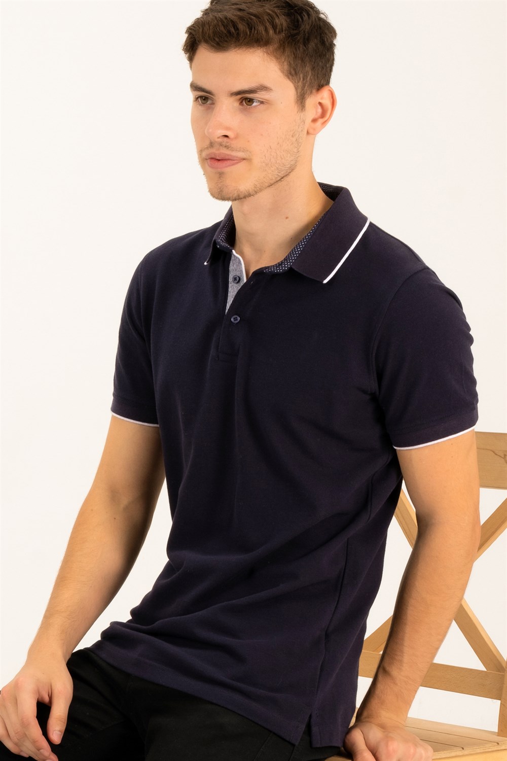 T8579 DEWBERRY ERKEK T-SHIRT-AÇIK LACİVERT