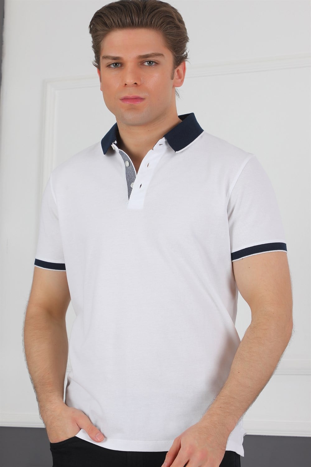 T8579 DEWBERRY ERKEK T-SHIRT-BEYAZ