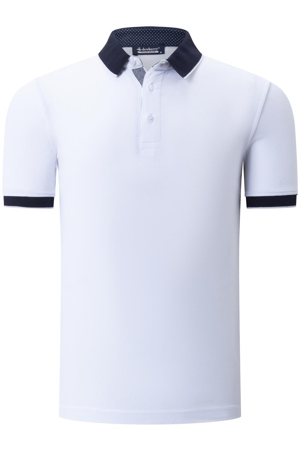 T8579 DEWBERRY ERKEK T-SHIRT-DÜZ BEYAZ