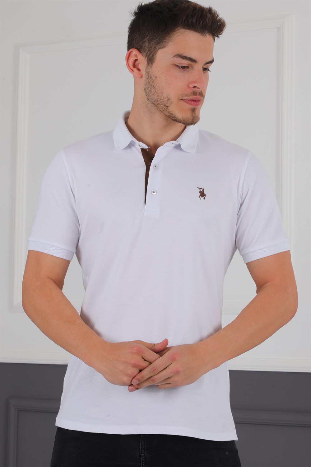 T8581 DEWBERRY ERKEK T-SHIRT-BEYAZ