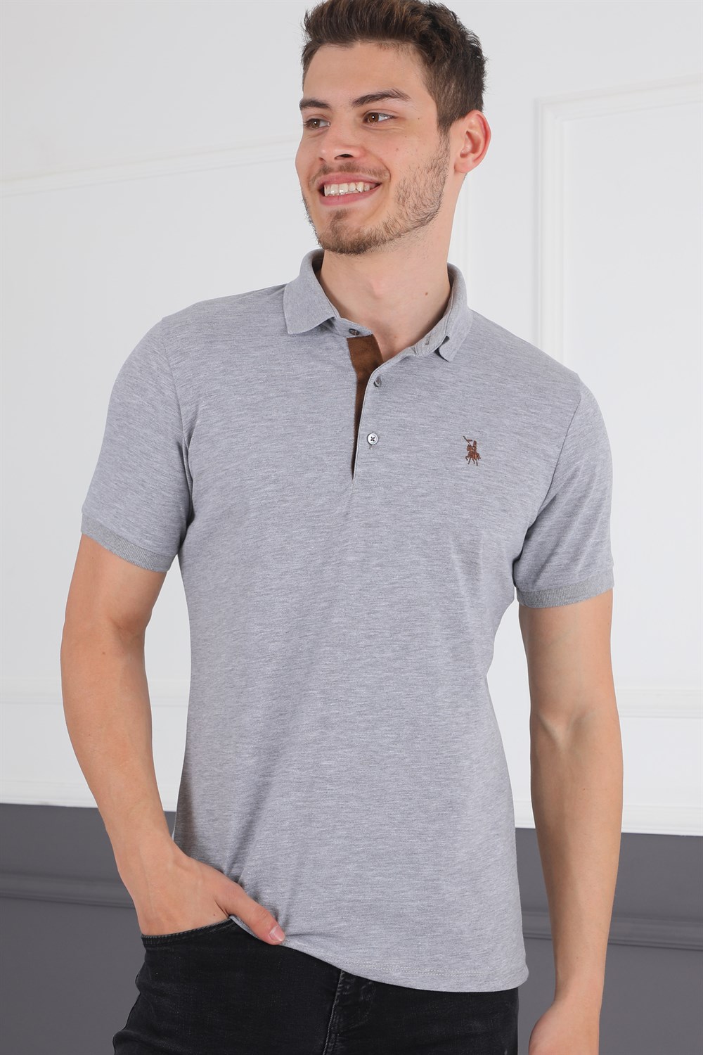 T8581 DEWBERRY ERKEK T-SHIRT-GRİ