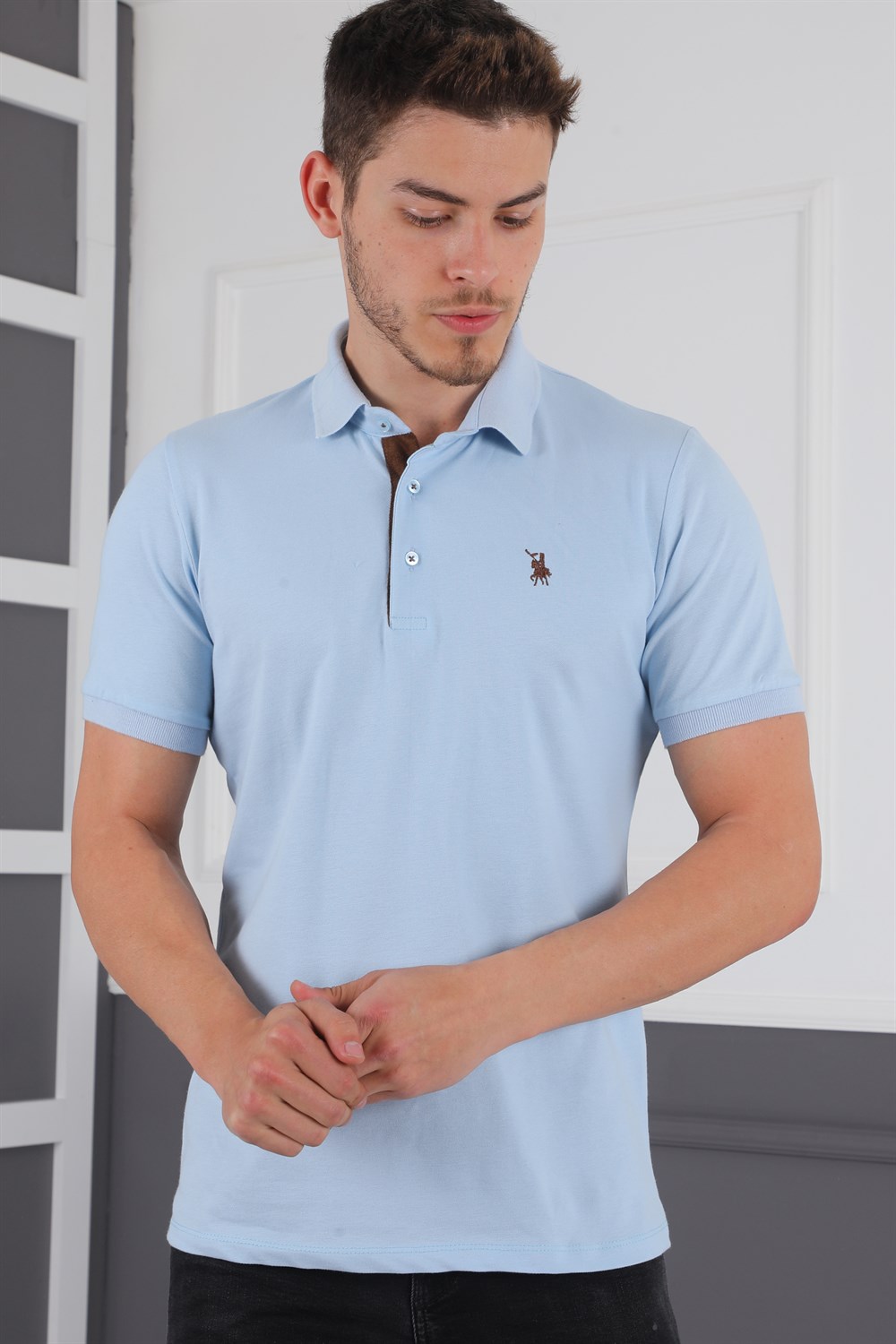 T8581 DEWBERRY ERKEK T-SHIRT-MAVİ