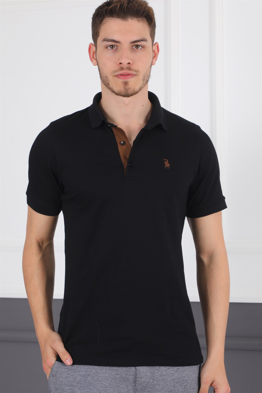 T8581 DEWBERRY ERKEK T-SHIRT-SİYAH