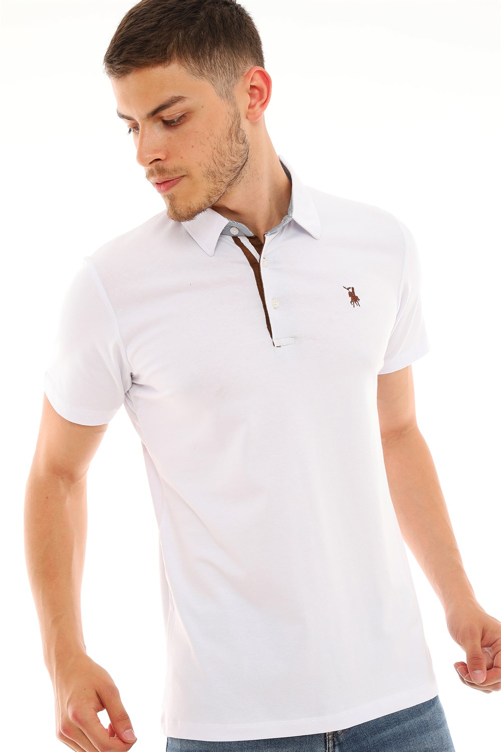 T8582 DEWBERRY ERKEK T-SHIRT-BEYAZ
