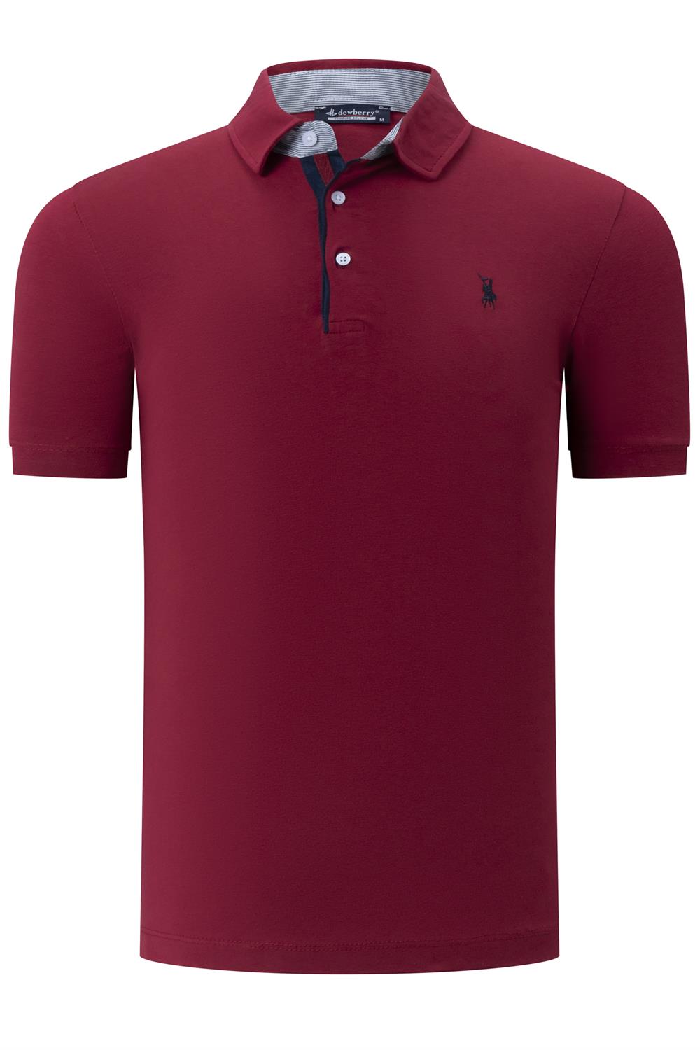 T8582 DEWBERRY ERKEK T-SHIRT-DÜZ BORDO