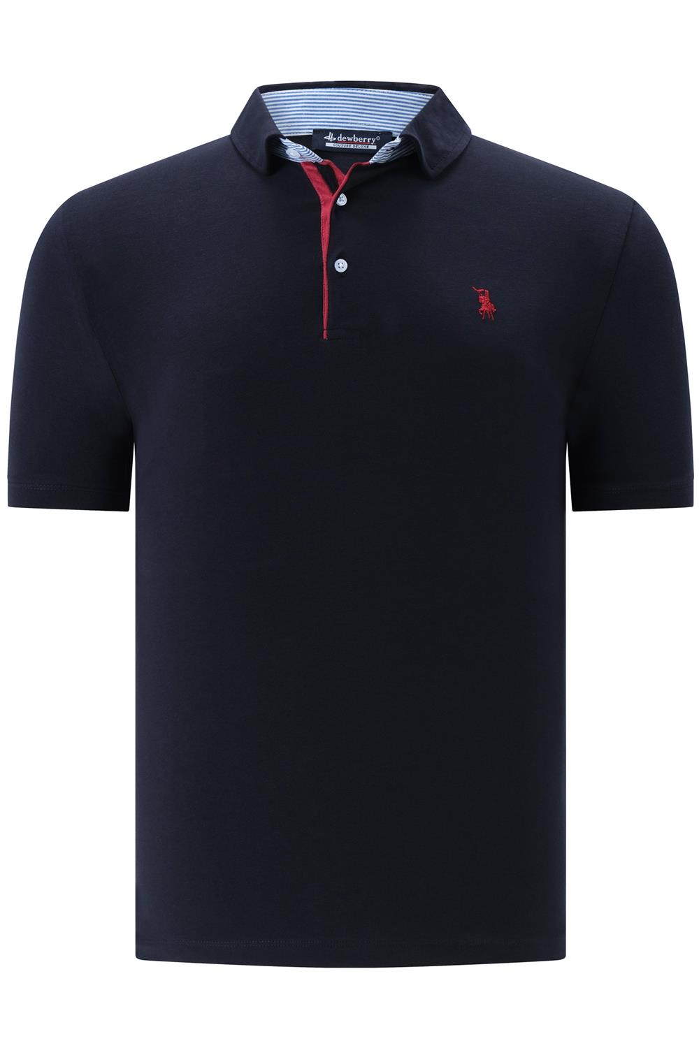 T8582 DEWBERRY ERKEK T-SHIRT-DÜZ LACİVERT
