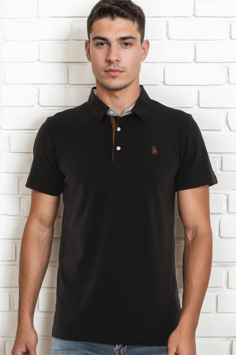 T8582 DEWBERRY ERKEK T-SHIRT-DÜZ SİYAH