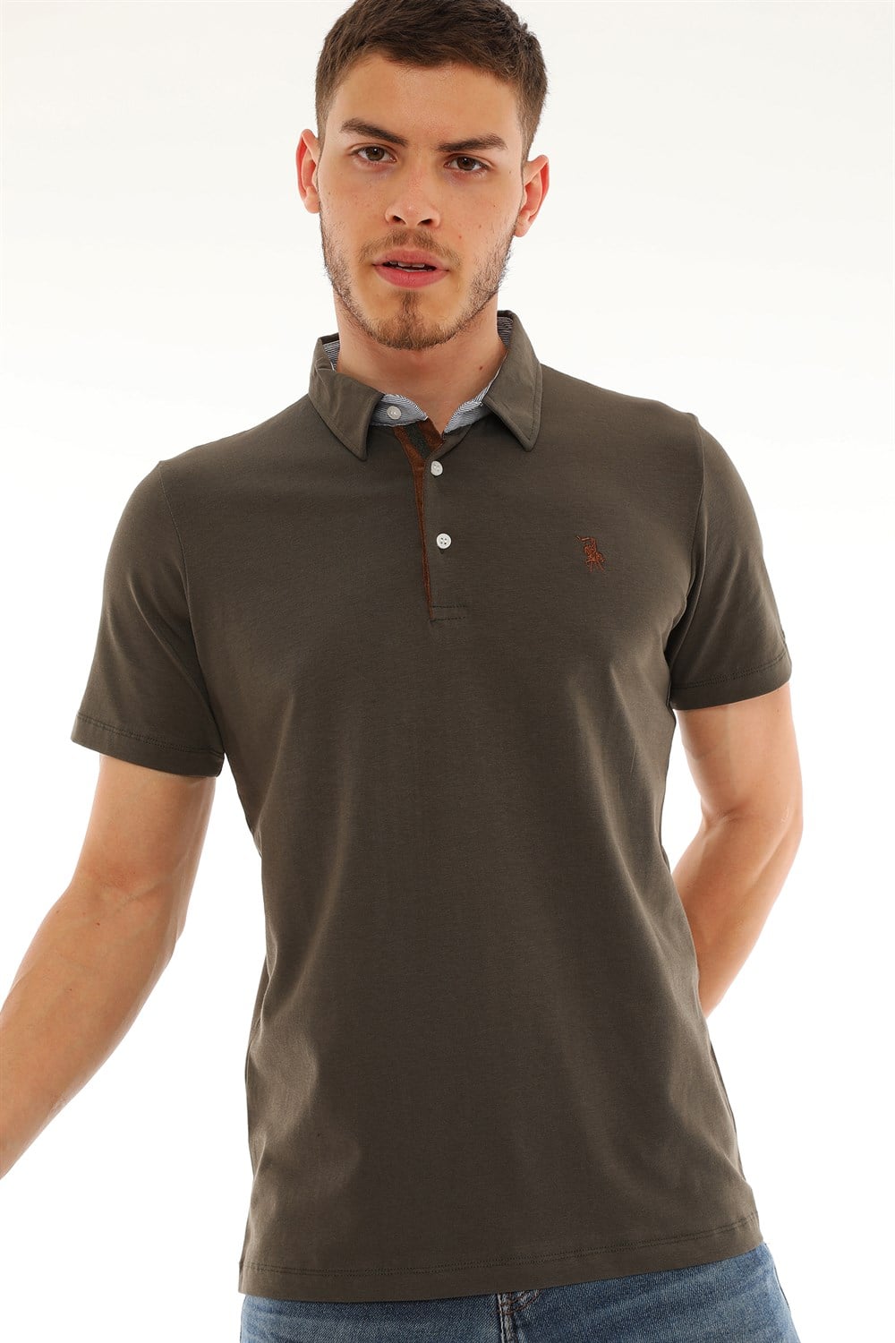 T8582 DEWBERRY ERKEK T-SHIRT-HAKİ