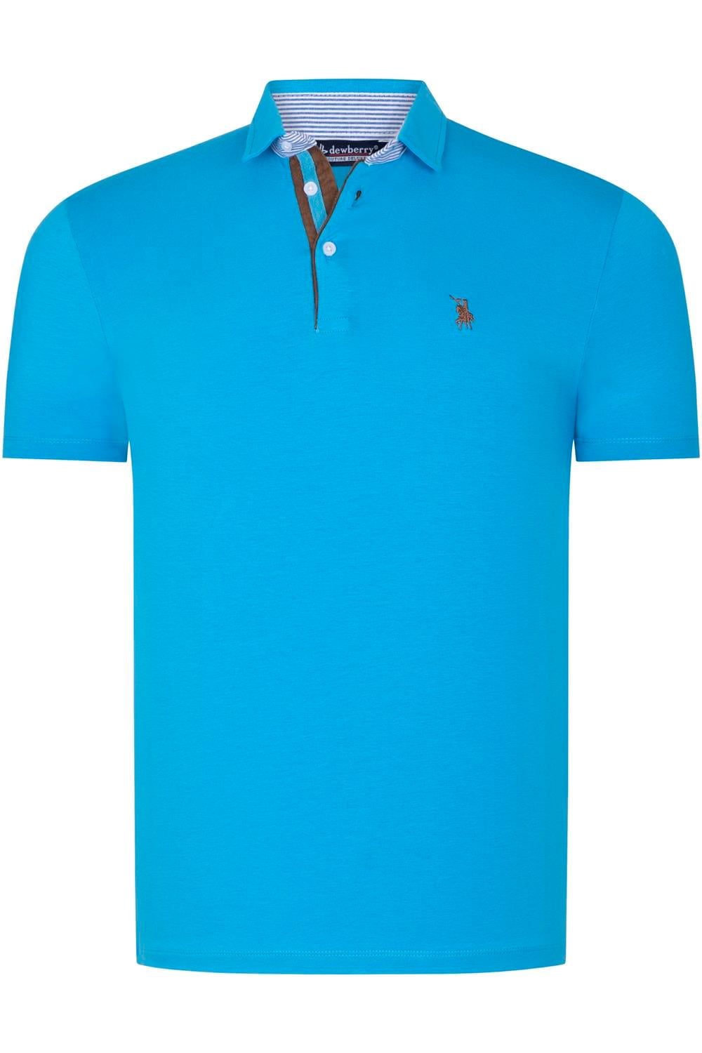 T8582 DEWBERRY ERKEK T-SHIRT-KOYU TURKUAZ