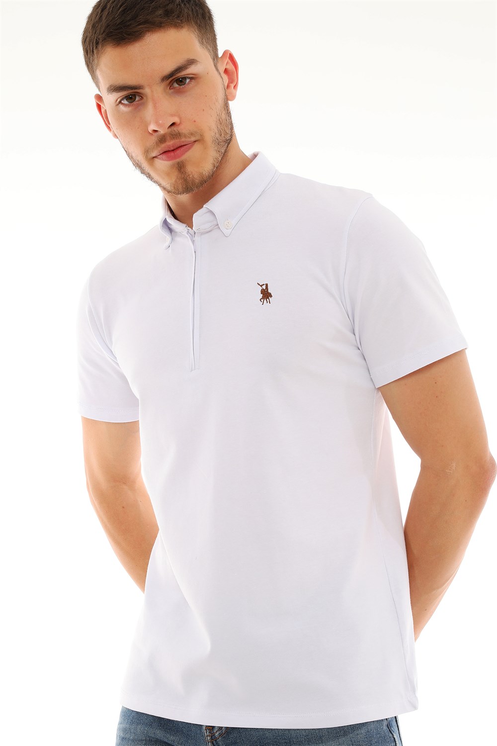 T8583 DEWBERRY ERKEK T-SHIRT-BEYAZ