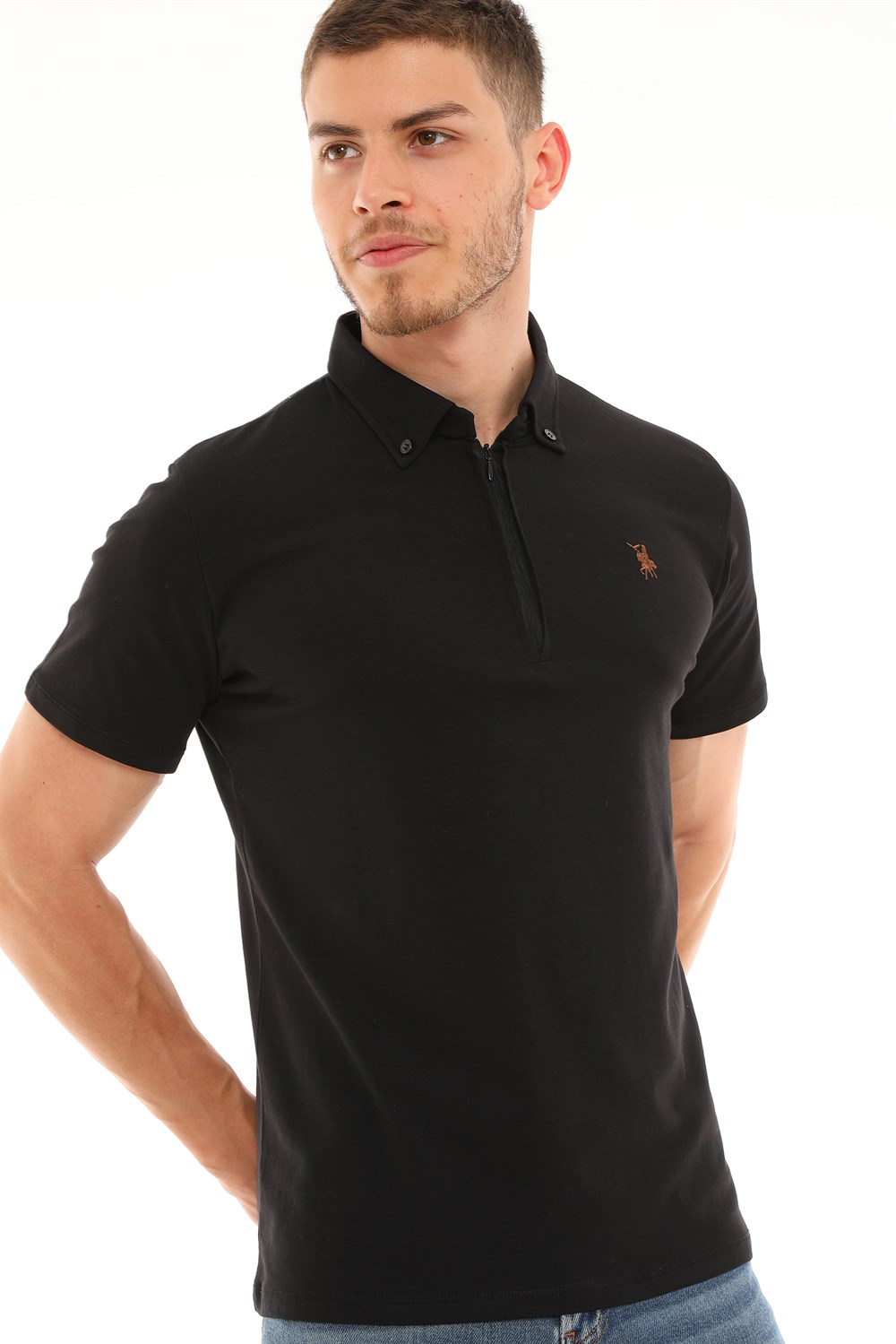 T8583 DEWBERRY ERKEK T-SHIRT-SİYAH