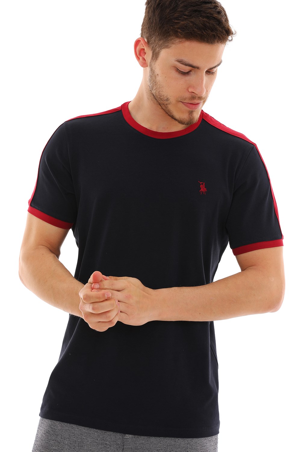T8584 DEWBERRY ERKEK T-SHIRT-LACİVERT