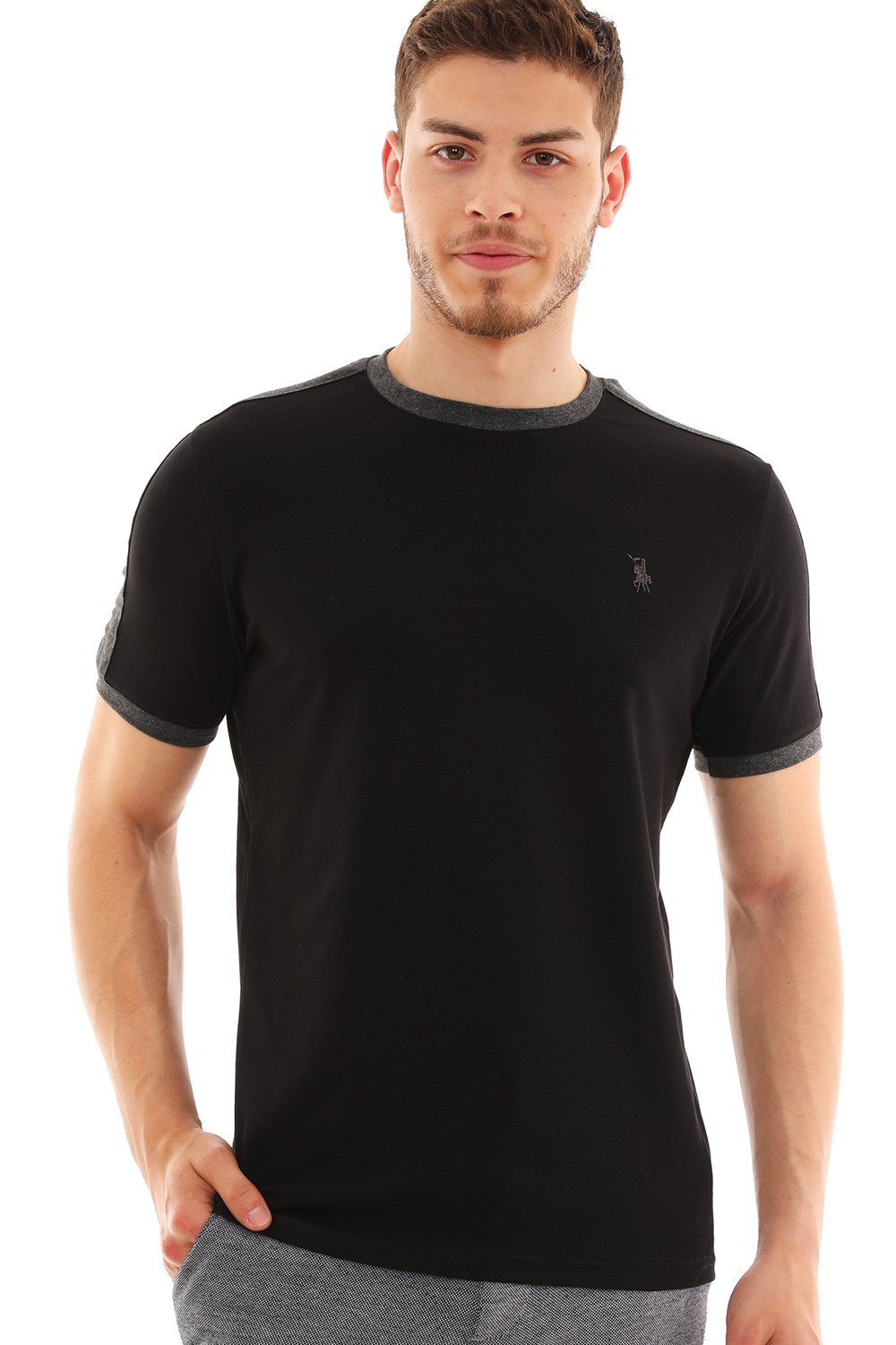 T8584 DEWBERRY ERKEK T-SHIRT-SİYAH