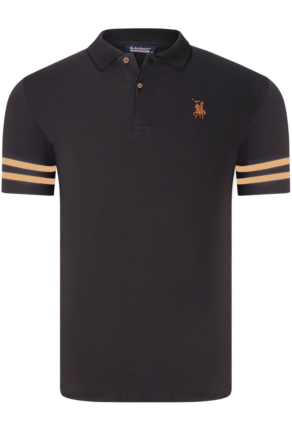 T8585 DEWBERRY ERKEK T-SHIRT-CAMEL-SİYAH