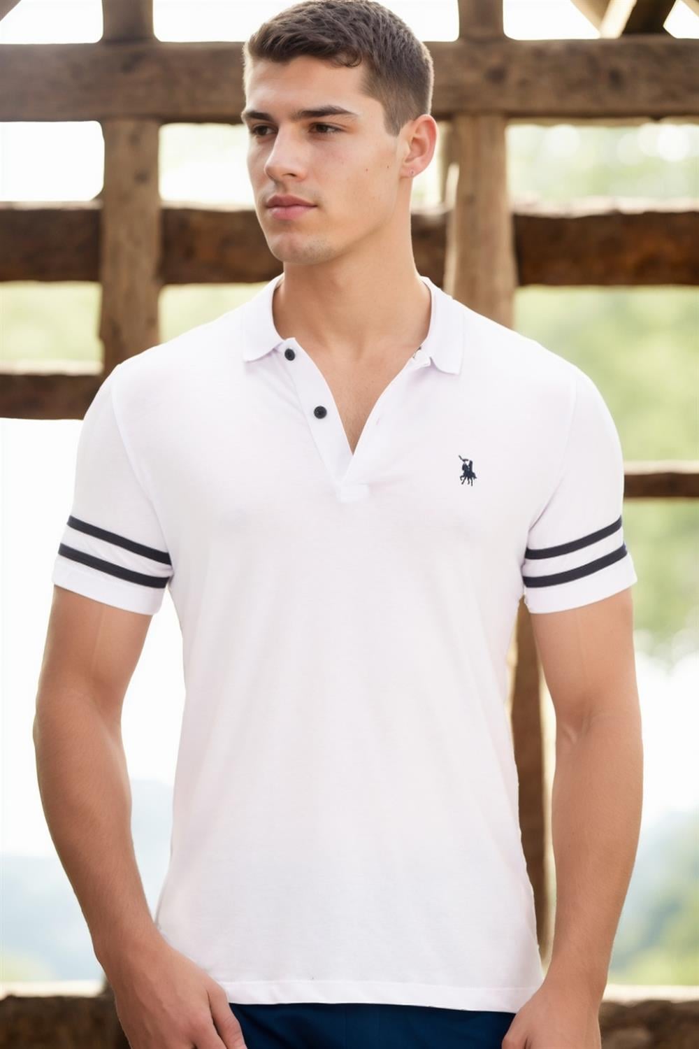 T8585 DEWBERRY ERKEK T-SHIRT-DÜZ BEYAZ