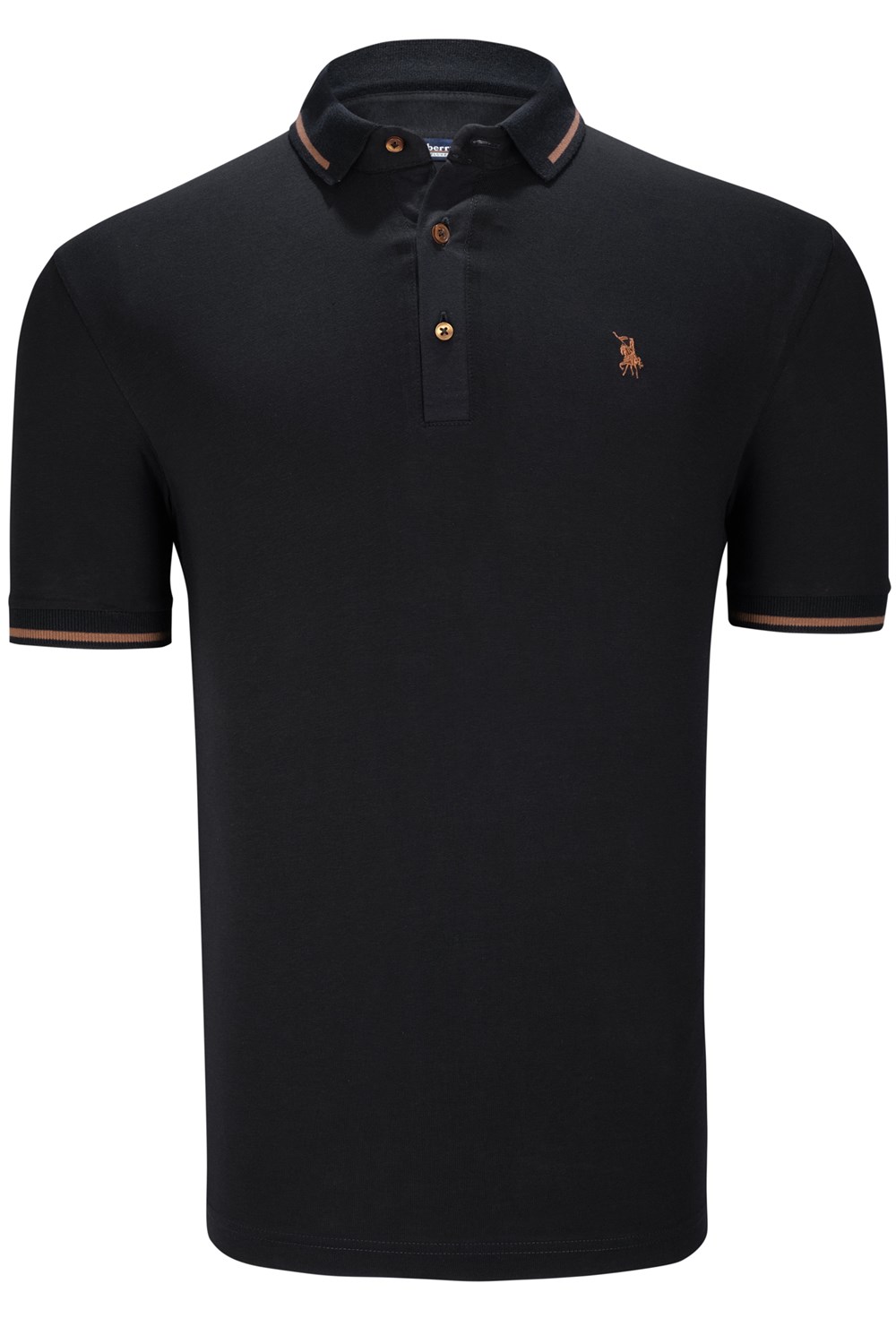 T8586 DEWBERRY ERKEK POLO YAKA T-SHIRT-KOYU SİYAH