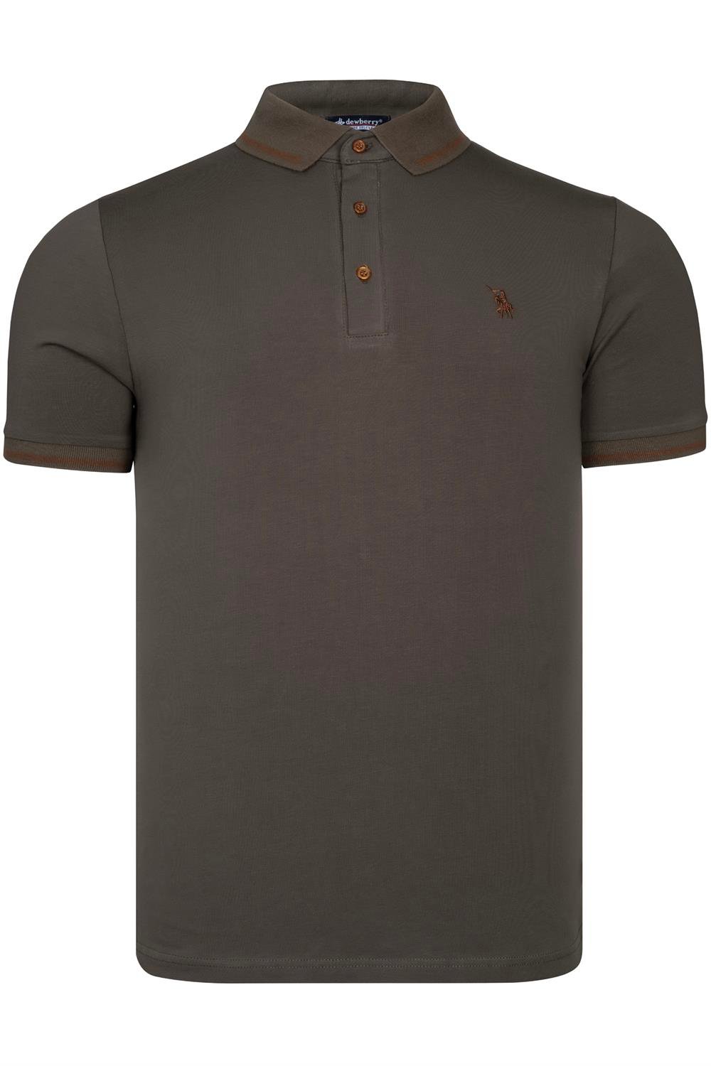 T8586 DEWBERRY ERKEK POLO YAKA T-SHIRT-DÜZ HAKİ