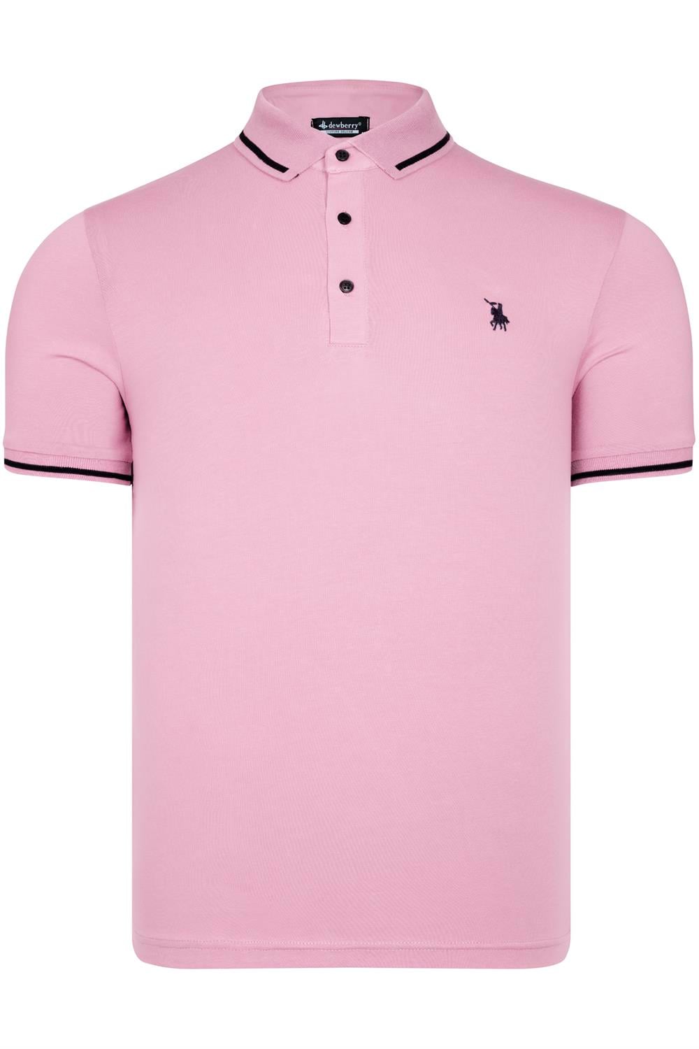 T8586 DEWBERRY ERKEK POLO YAKA T-SHIRT-PEMBE