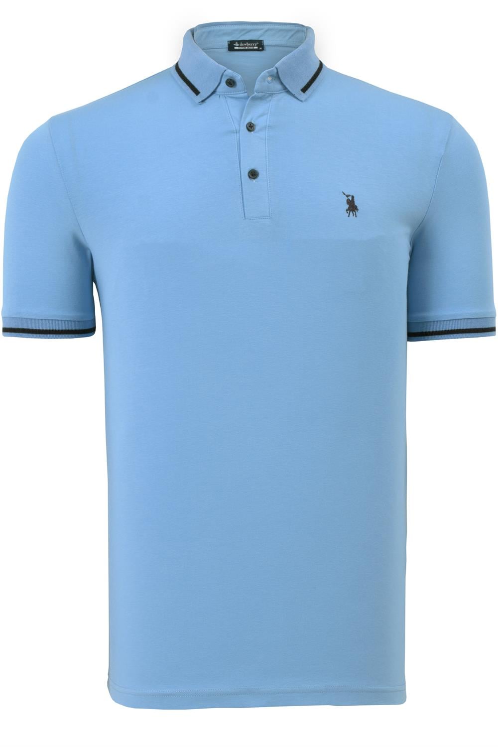 T8586 DEWBERRY ERKEK POLO YAKA T-SHIRT-AÇIK MAVİ