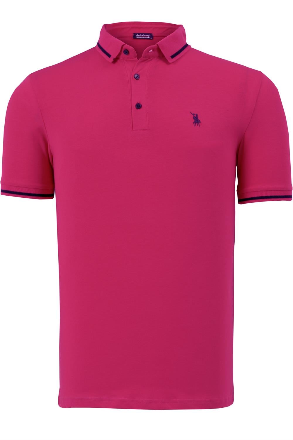 T8586 DEWBERRY ERKEK POLO YAKA T-SHIRT-FUŞYA