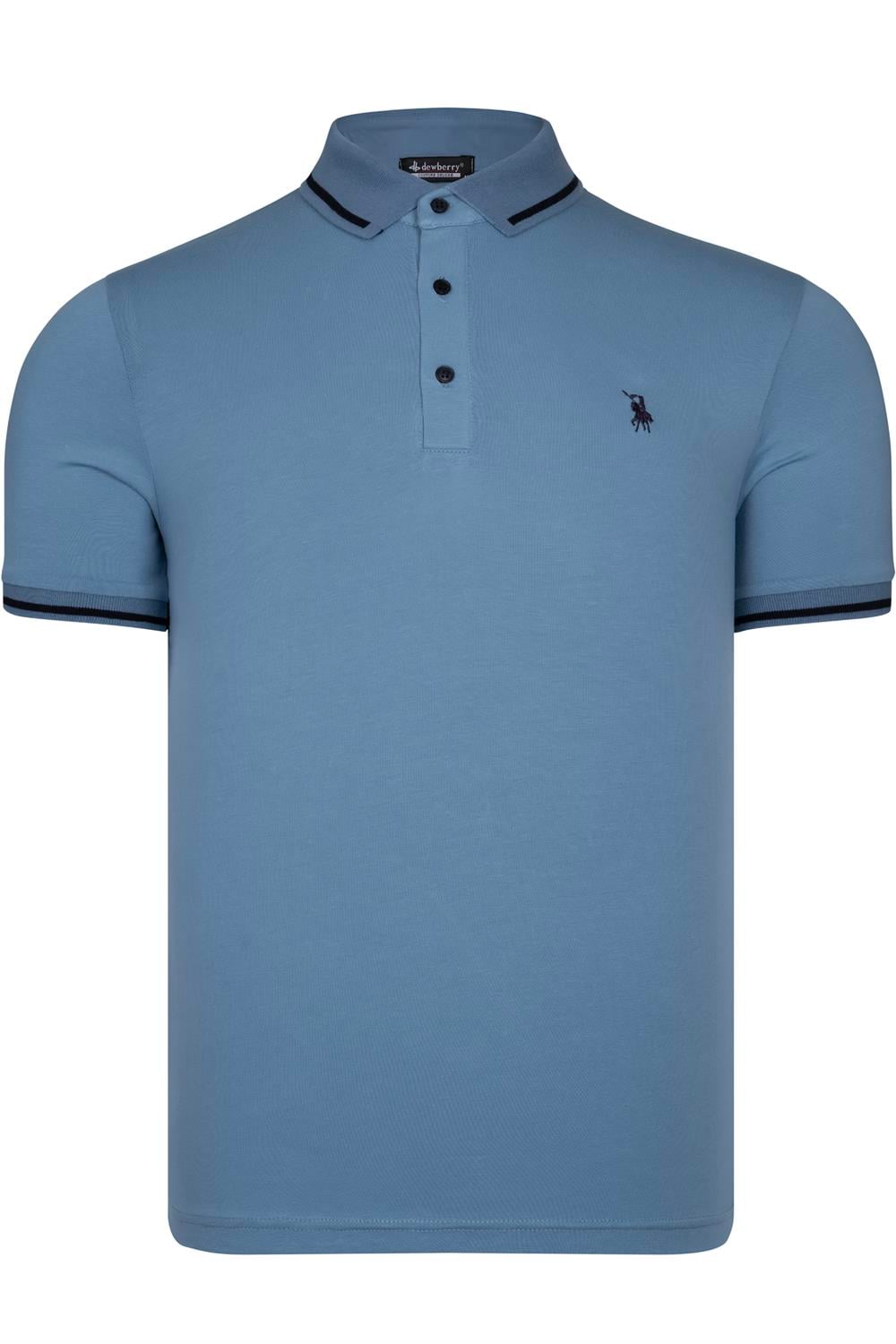 T8586 DEWBERRY ERKEK POLO YAKA T-SHIRT-INDIGO