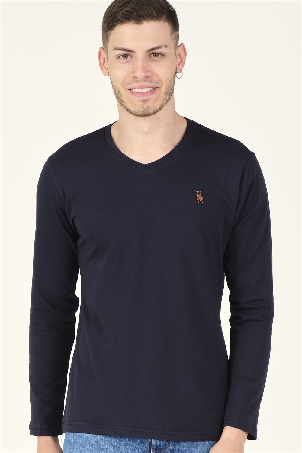 T8587 DEWBERRY V YAKA ERKEK SWEATSHIRT-LACİVERT