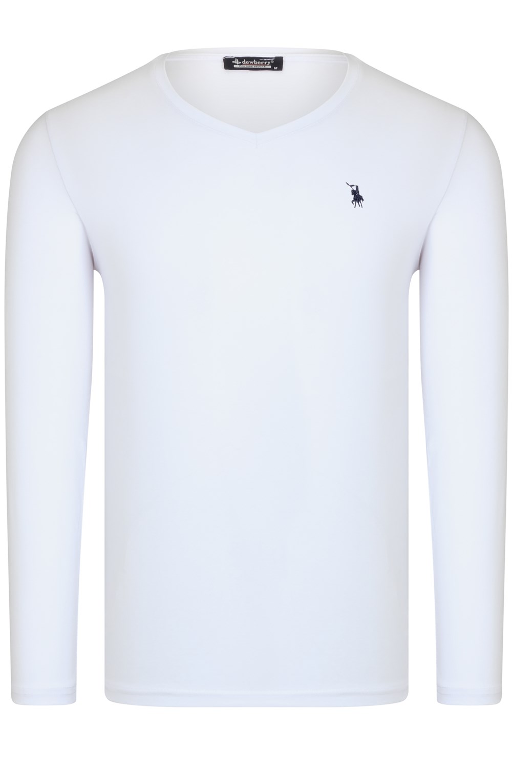 T8587 DEWBERRY V YAKA ERKEK SWEATSHIRT-DÜZ BEYAZ