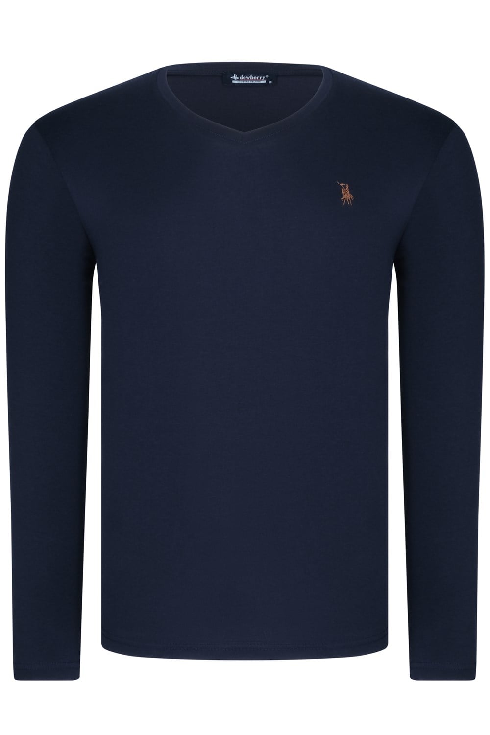 T8587 DEWBERRY V YAKA ERKEK UZUN KOL T-SHIRT-AÇIK LACİVERT