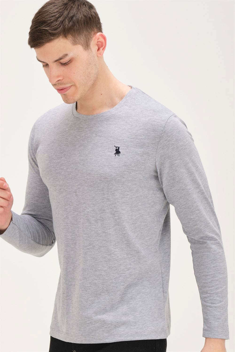 T8588 DEWBERRY BİSİKLET YAKA ERKEK SWEATSHIRT-GRİ