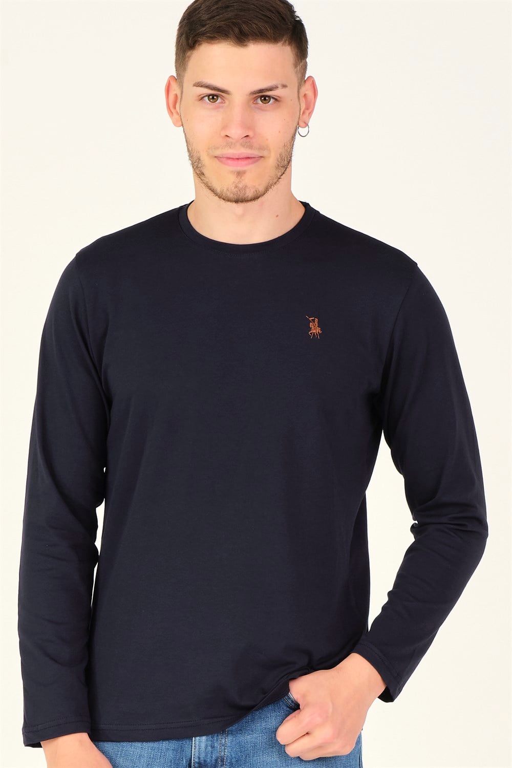 T8588 DEWBERRY BİSİKLET YAKA ERKEK SWEATSHIRT-LACİVERT