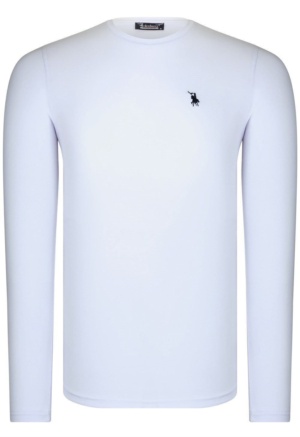 T8588 DEWBERRY BİSİKLET YAKA UZUN KOL T-SHIRT-AÇIK BEYAZ