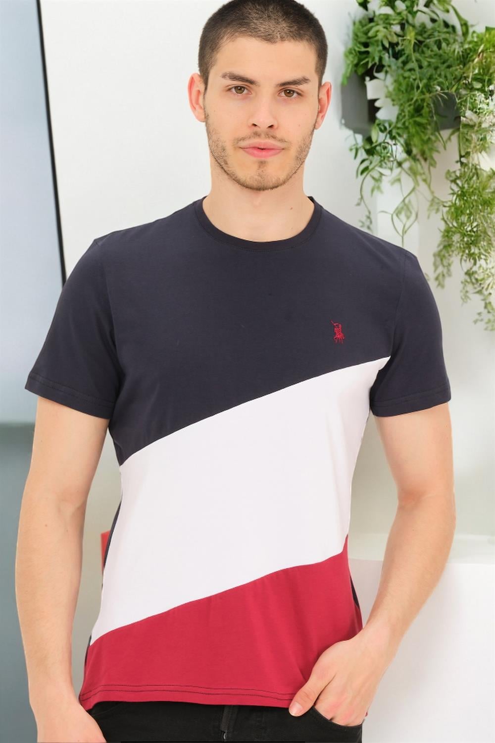 T8590 DEWBERRY ERKEK T-SHIRT-DÜZ LACİVERT