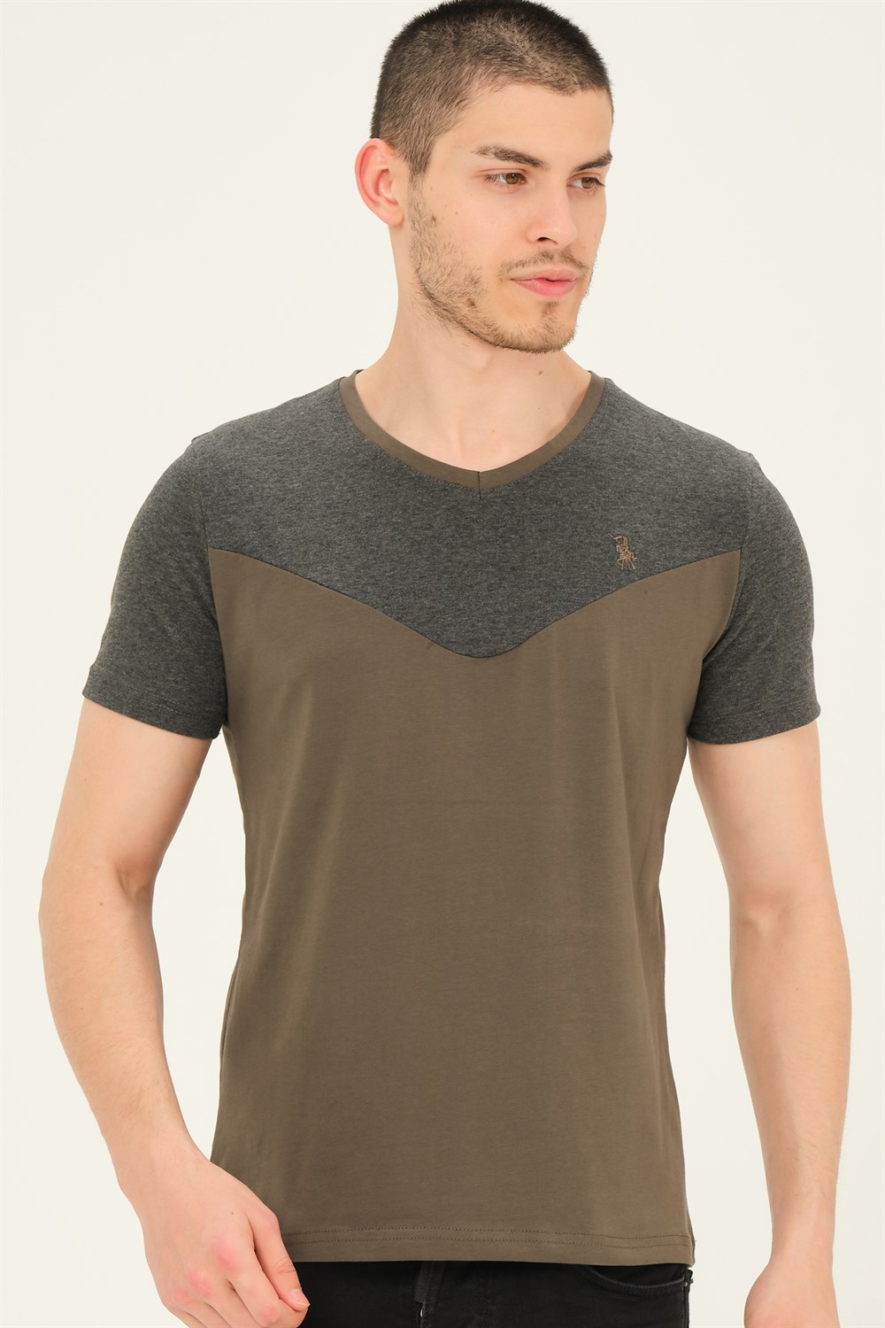 T8591 DEWBERRY ERKEK T-SHIRT-HAKİ