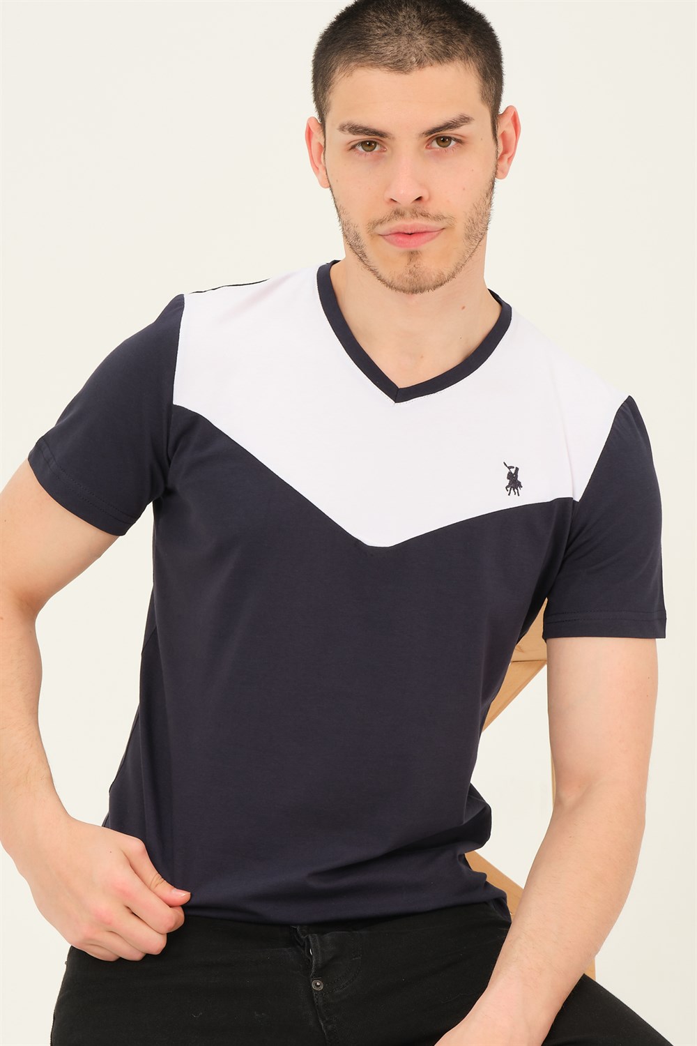 T8591 DEWBERRY ERKEK T-SHIRT-LACİVERT