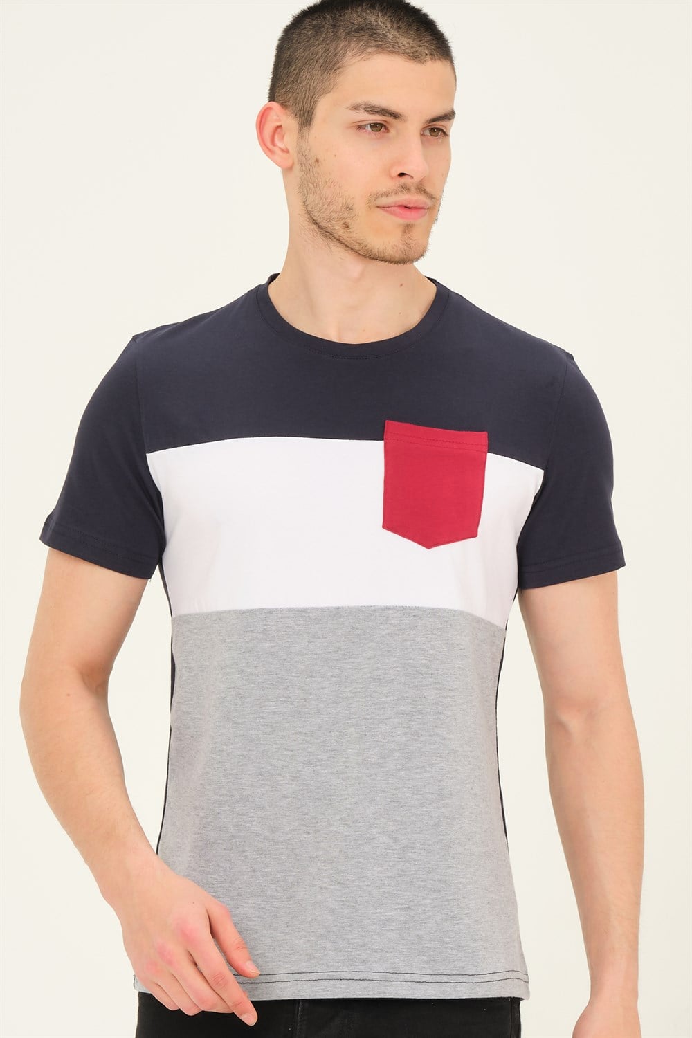 T8592 DEWBERRY ERKEK T-SHIRT-LACİVERT