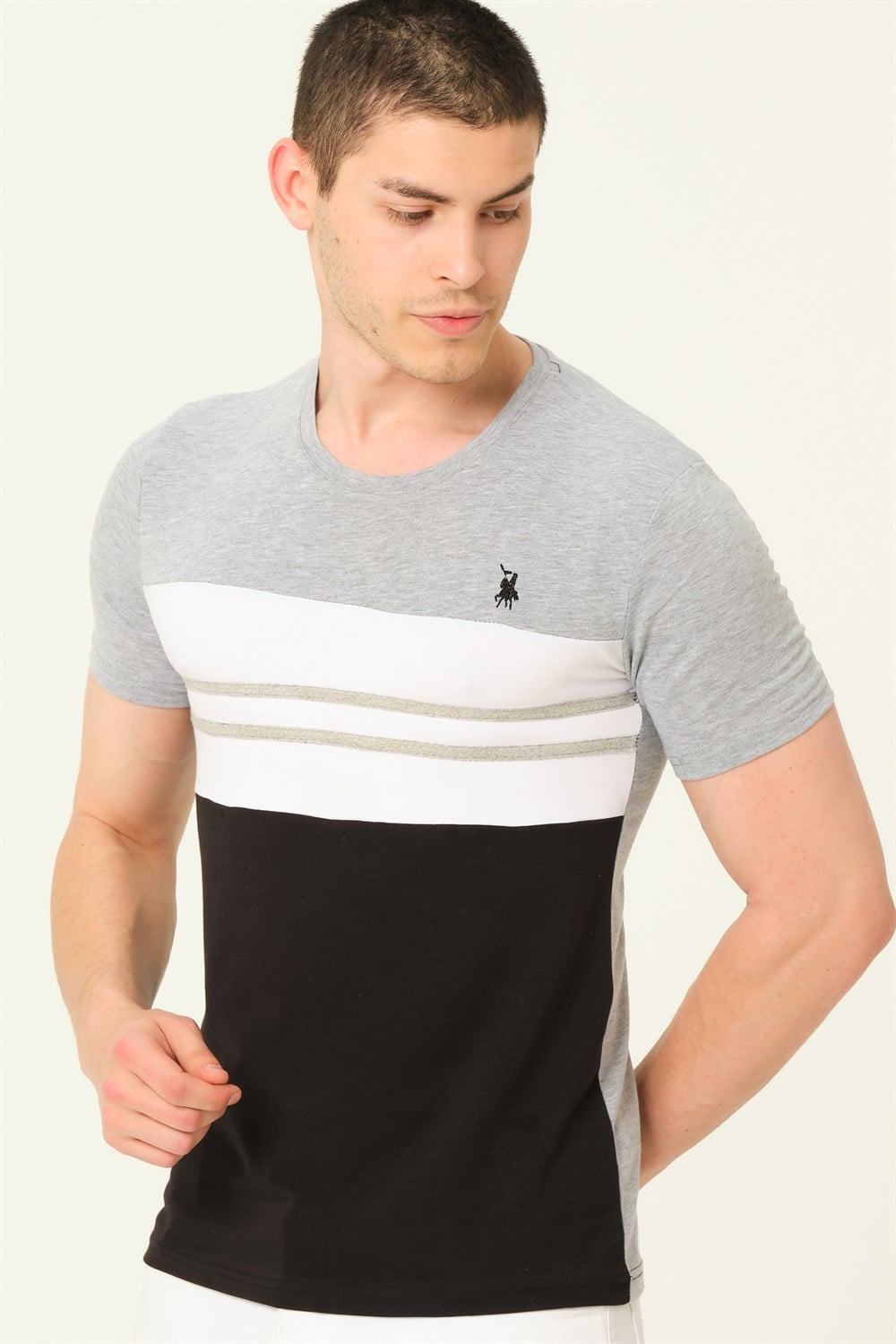 T8593 DEWBERRY ERKEK T-SHIRT-GRİ