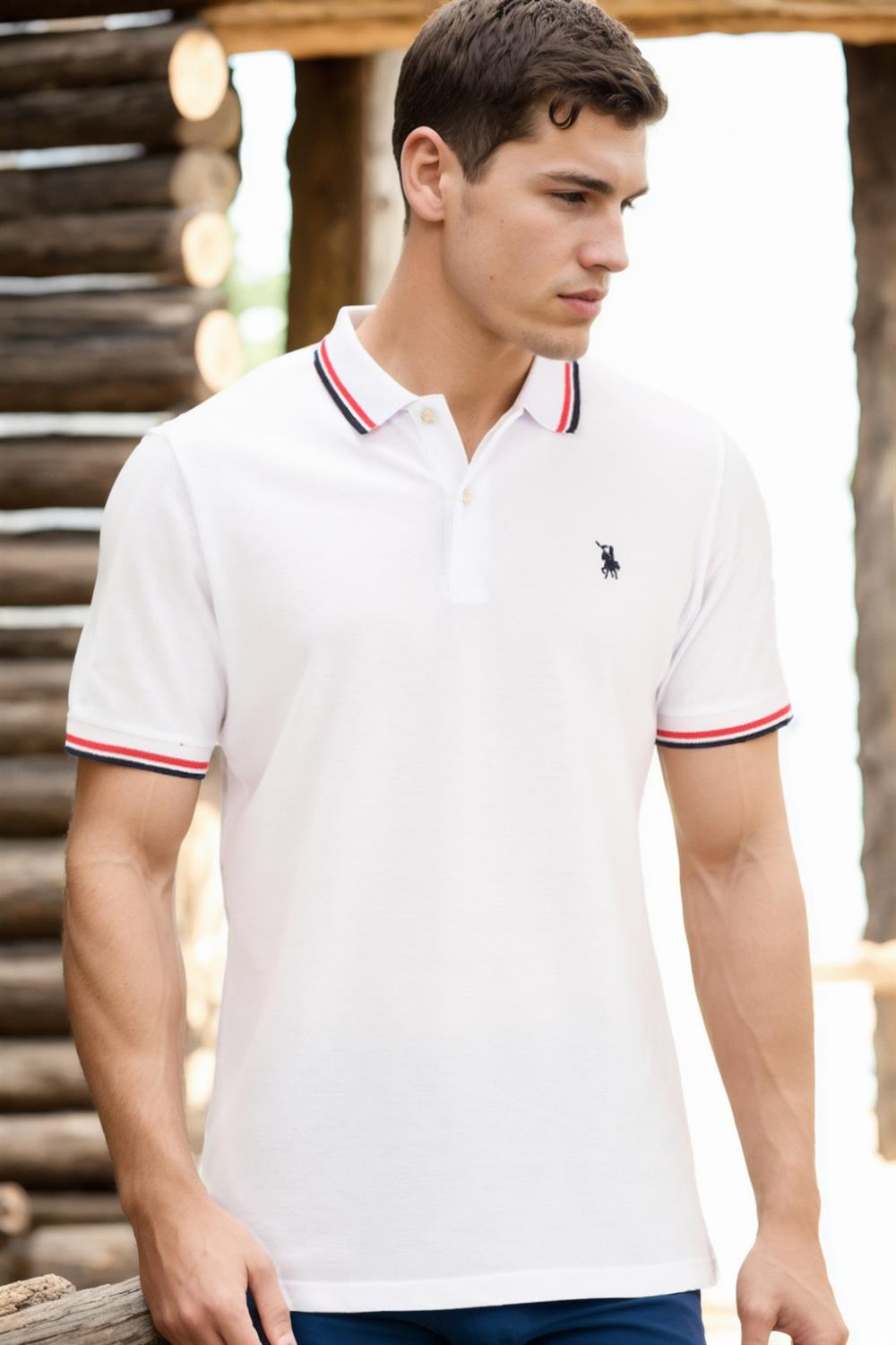 T8594 DEWBERRY ERKEK T-SHIRT-AÇIK BEYAZ