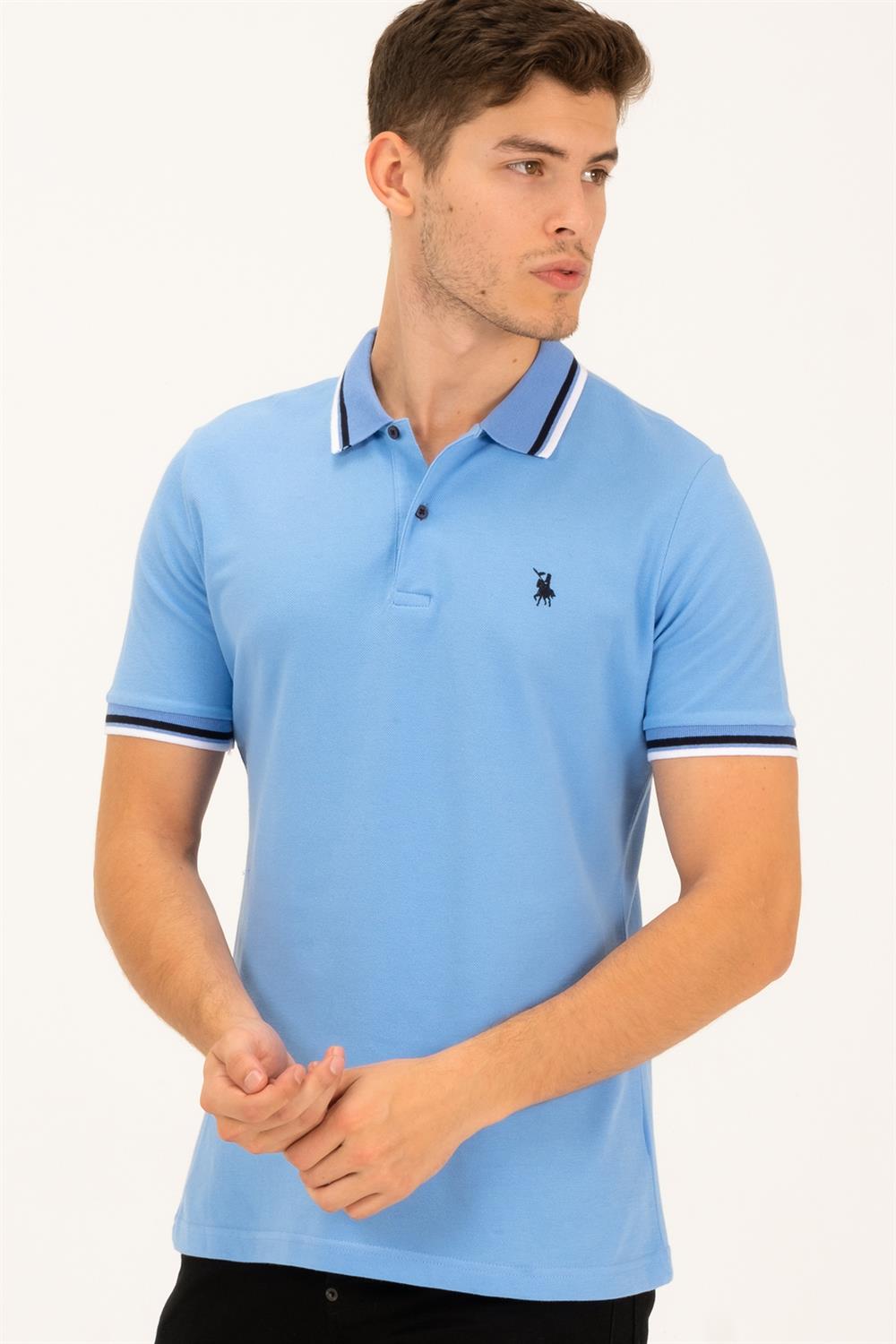 T8594 DEWBERRY ERKEK T-SHIRT-AÇIK MAVİ-2