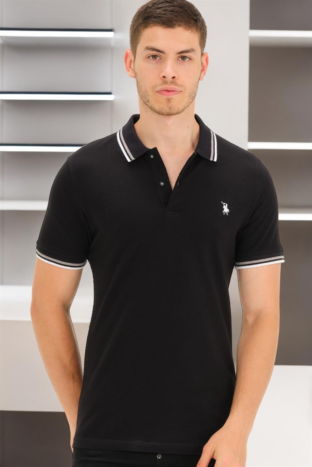 T8594 DEWBERRY ERKEK T-SHIRT-AÇIK SİYAH