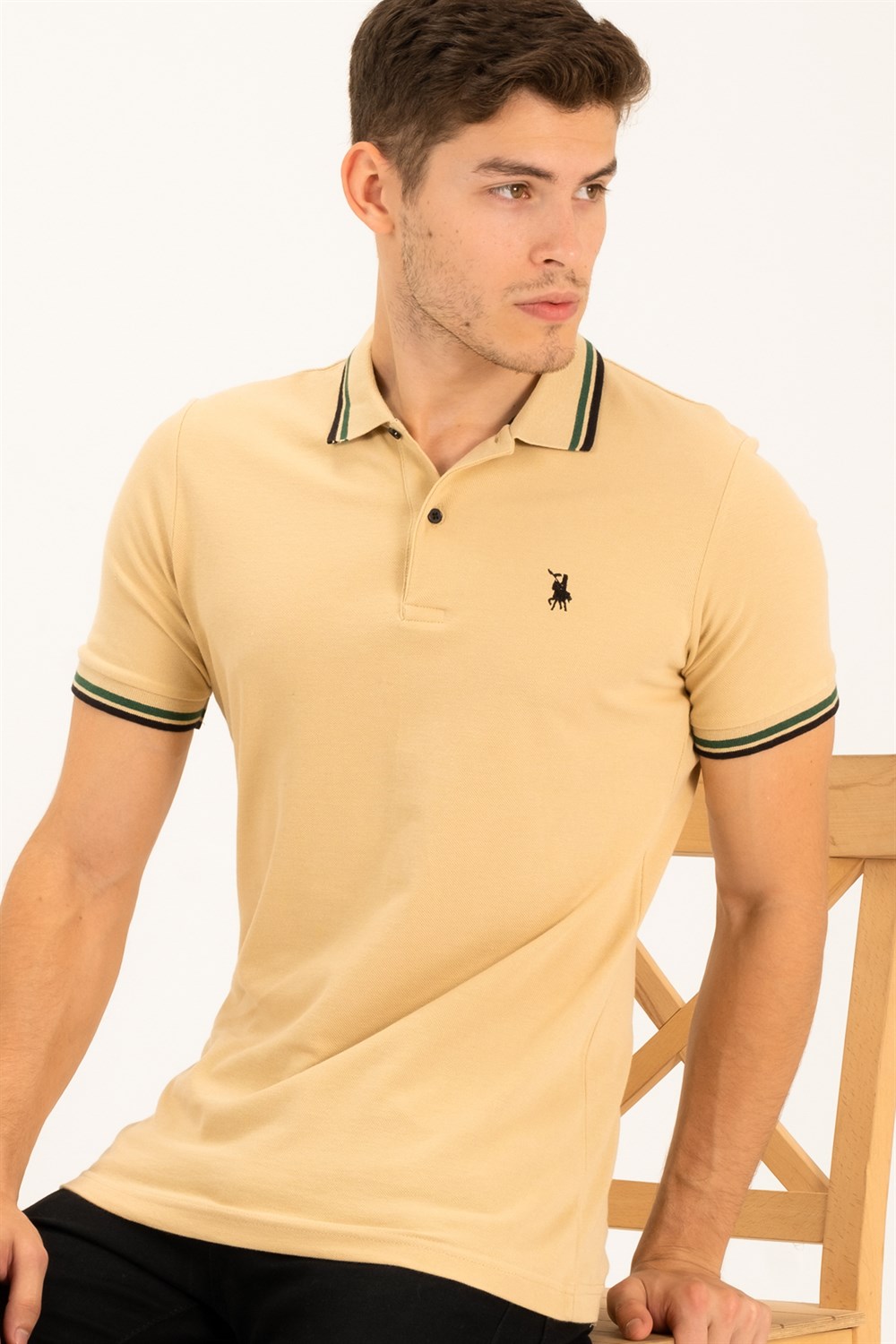 T8594 DEWBERRY  ERKEK T-SHIRT-BEJ