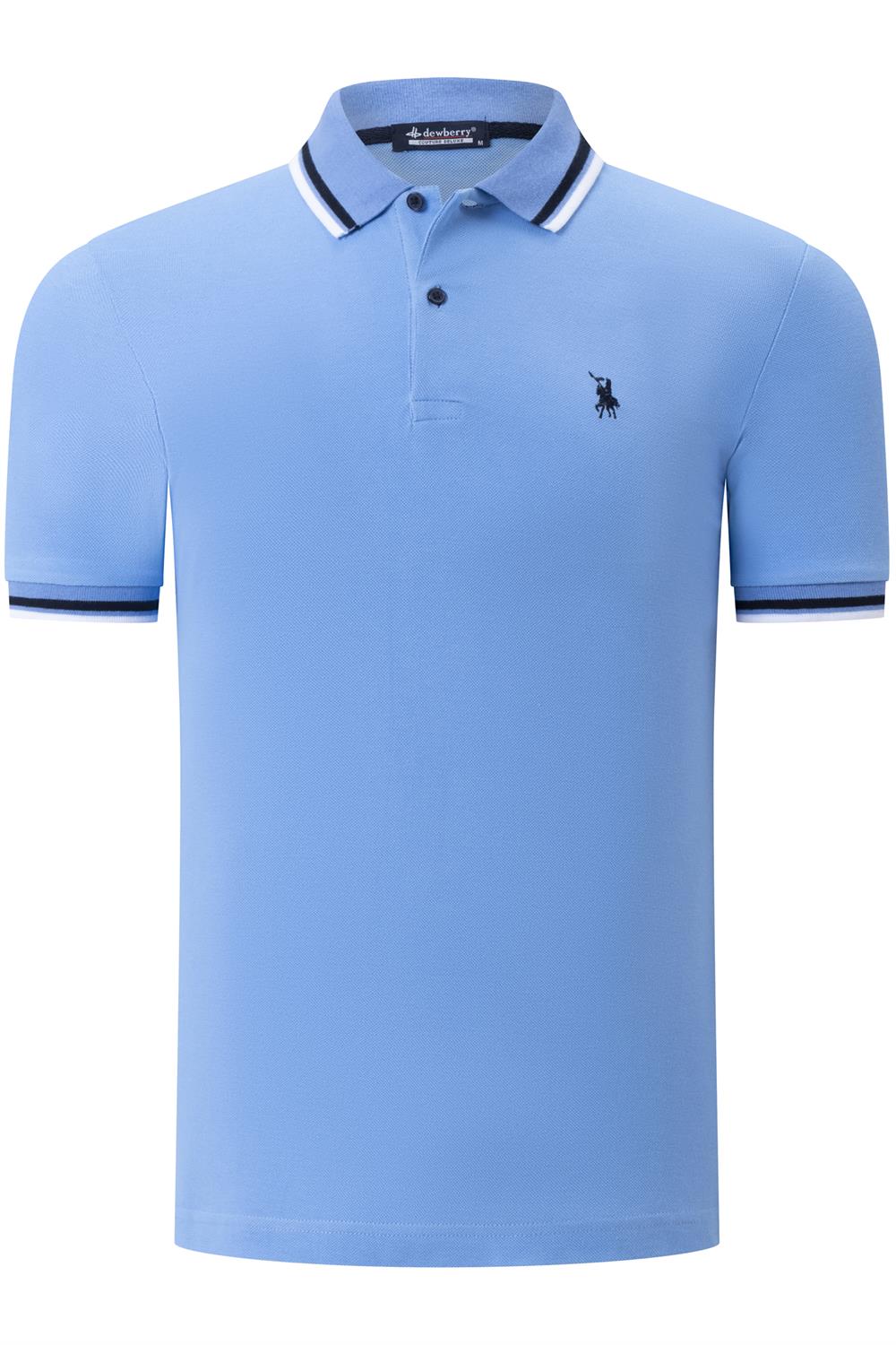 T8594 DEWBERRY  ERKEK T-SHIRT-DÜZ AÇIK MAVİ