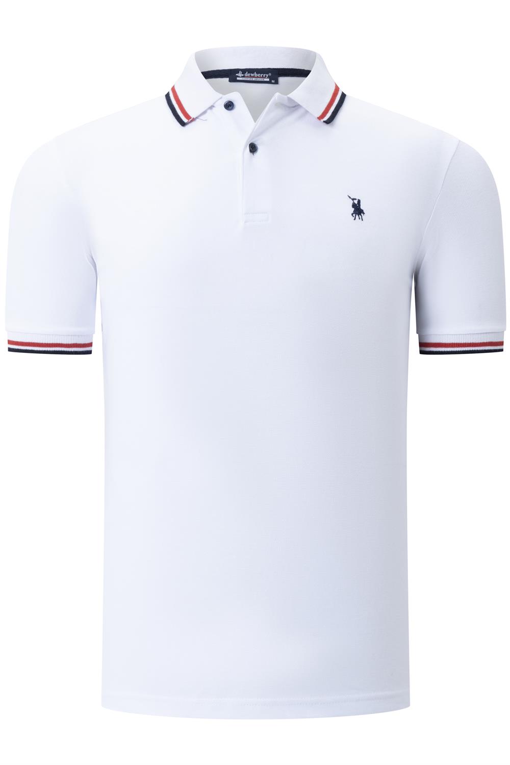 T8594 DEWBERRY  ERKEK T-SHIRT-DÜZ BEYAZ