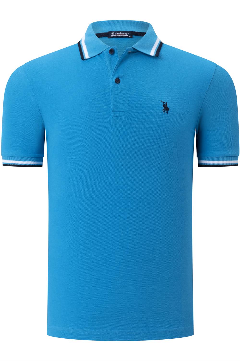 T8594 DEWBERRY  ERKEK T-SHIRT-DÜZ KOYU MAVİ