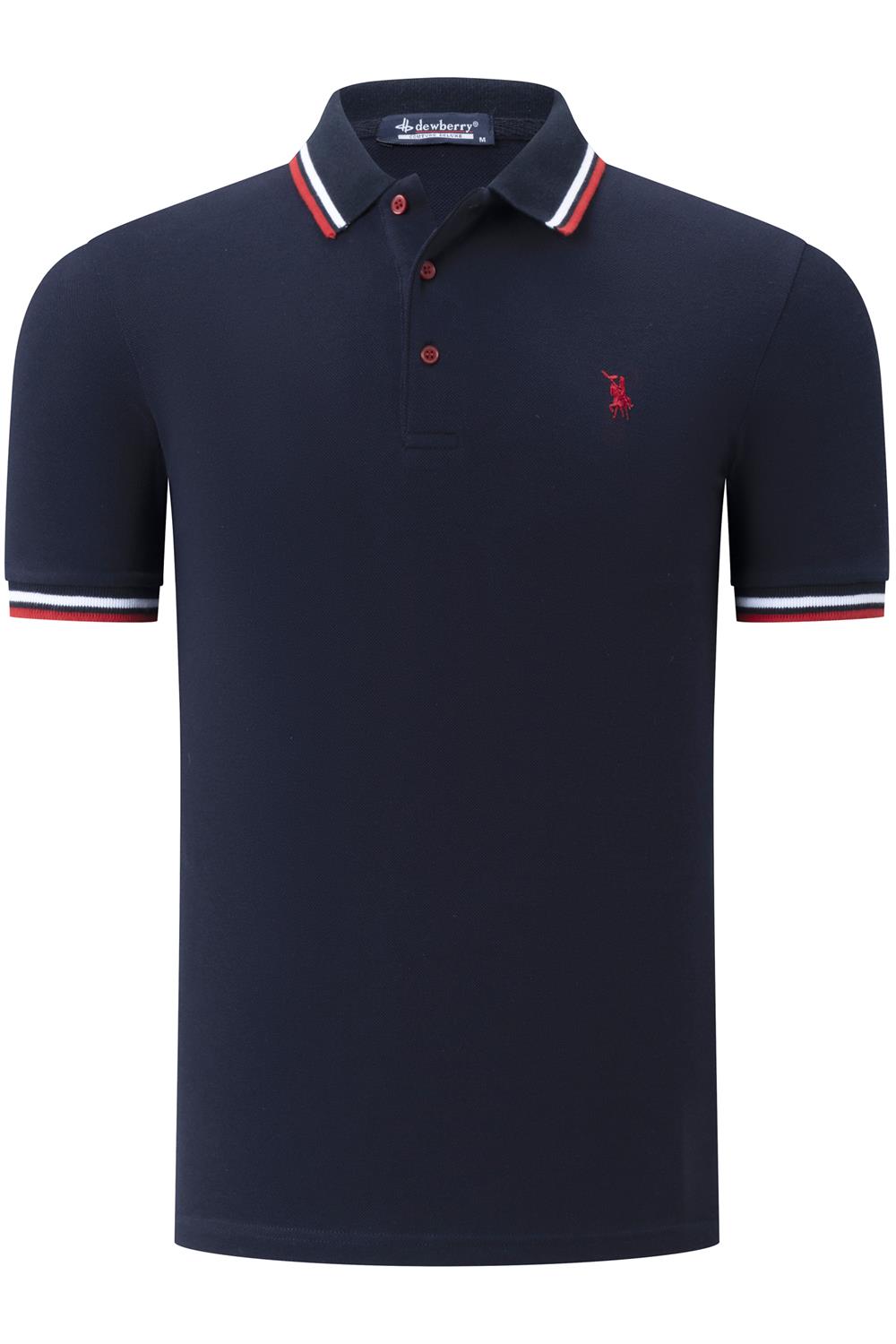 T8594 DEWBERRY  ERKEK T-SHIRT-DÜZ LACİVERT
